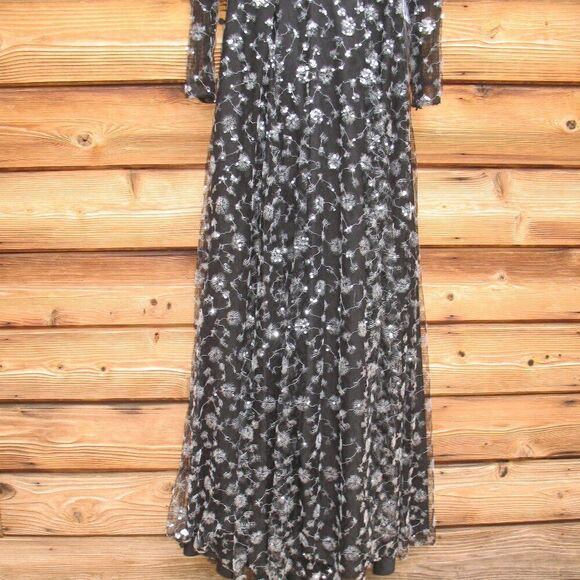 NWT Mac Duggal 12360 Illusion Long Sleeve A Line Gown Black 2 - Picture 12 of 16